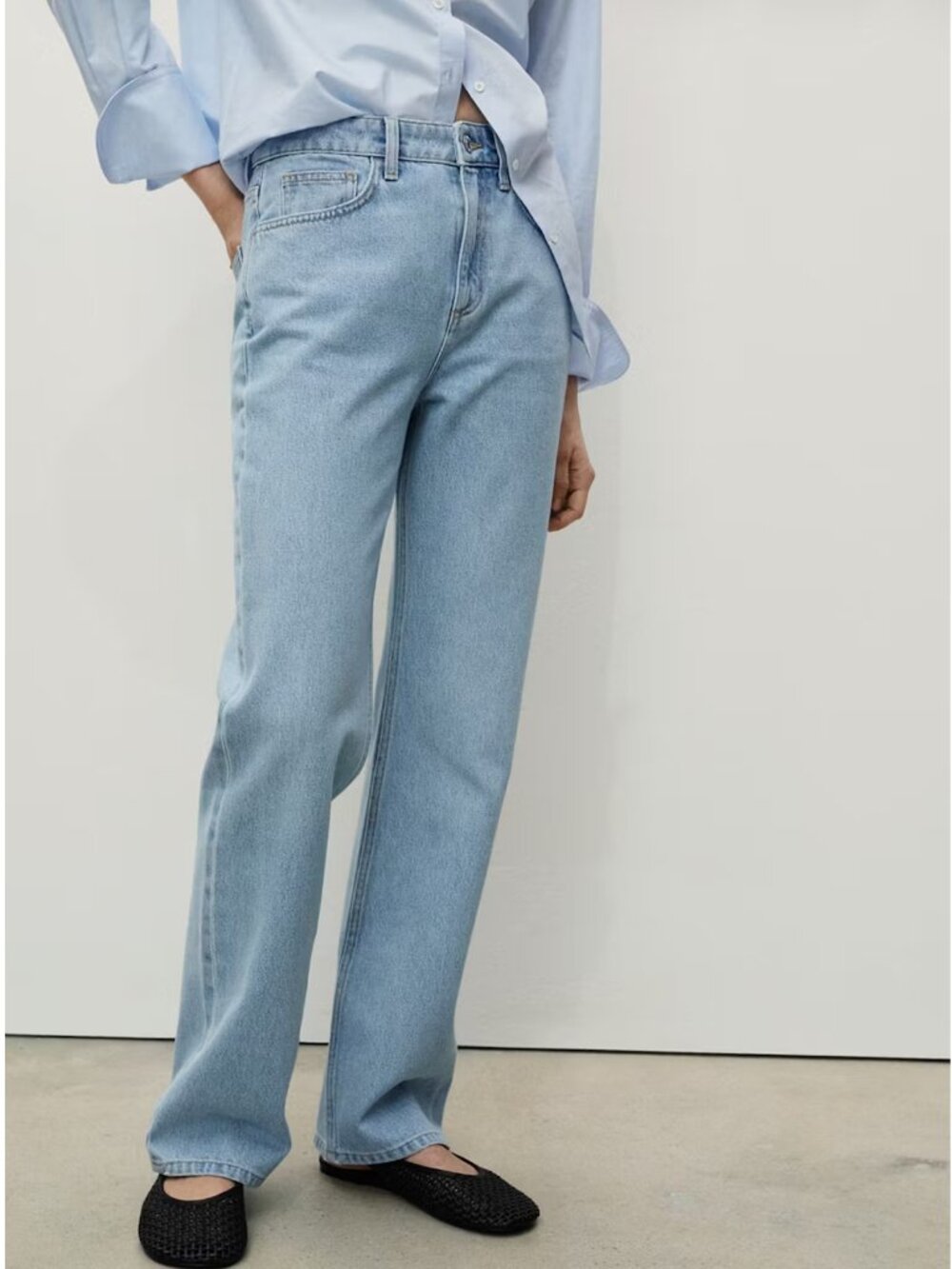 Mango Matilda Medium-Rise Straight-Fit Jeans Color Light Blue Size US 8